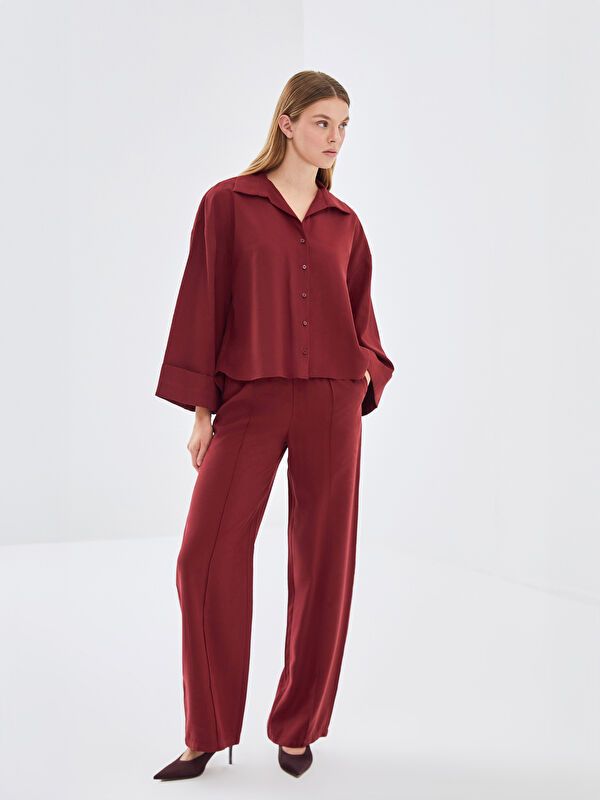 Moudda LC Waikiki - Pantalon tissé moyen Femme Bordeaux - Tunisie 1