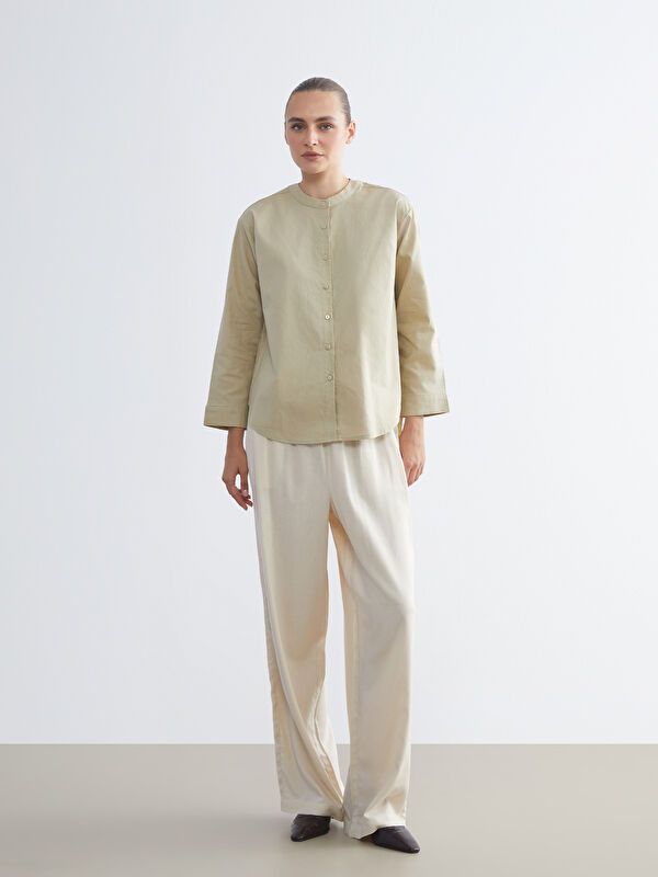 Moudda LC Waikiki - Chemise tissée manches longues Femme Beige - Tunisie 2