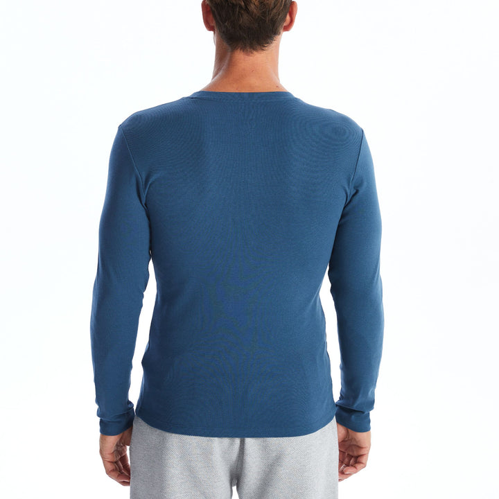 Moudda LC Waikiki - T-shirt jersey manches longues basique Homme Indigo - Tunisie 4