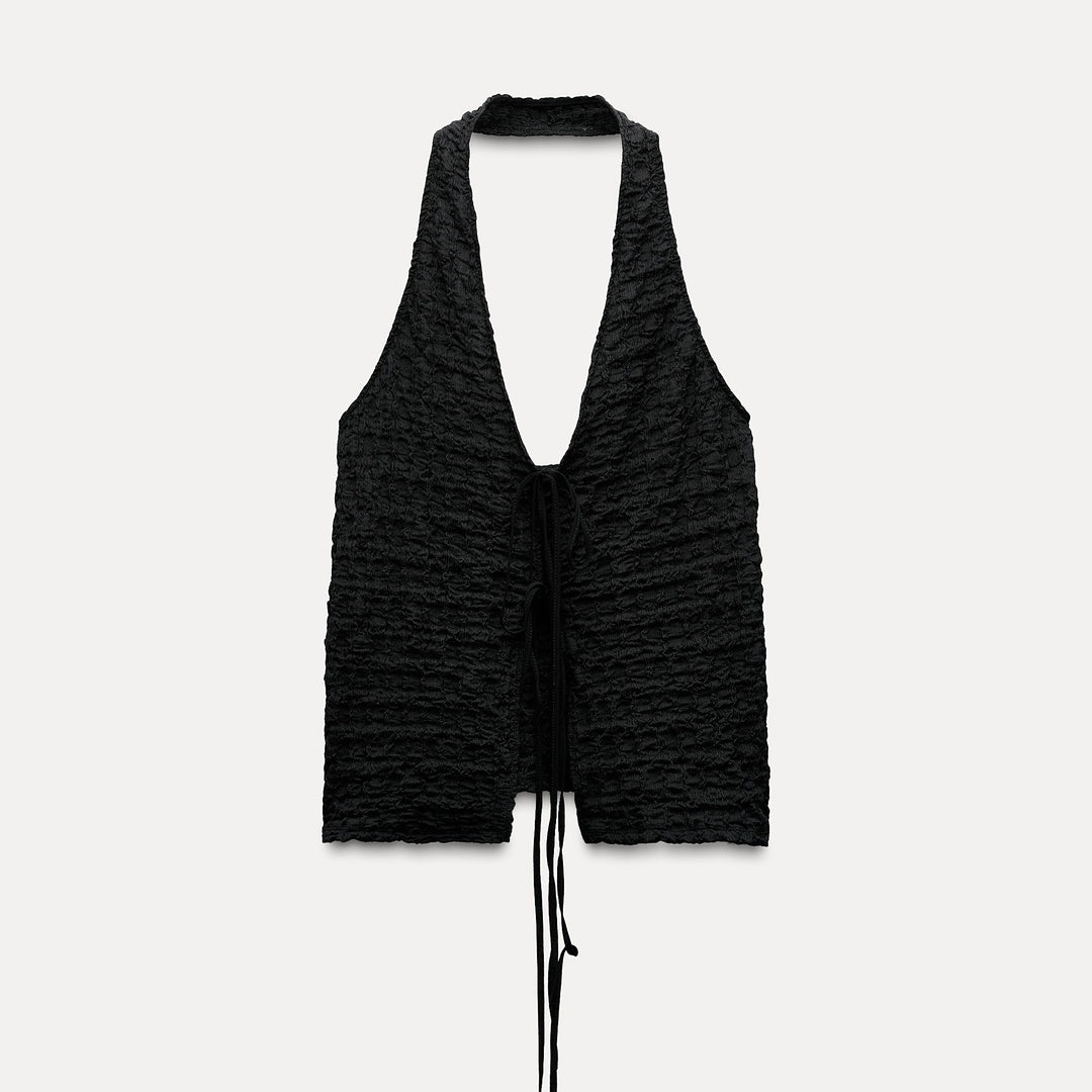 Moudda ZARA - Haut bustier texturé avec nœuds – ensemble - Tunisie 1