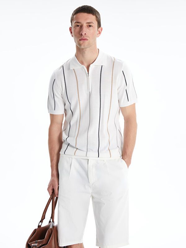 Moudda LC Waikiki - Pull tricot manches courtes Homme Ecru - Tunisie 1