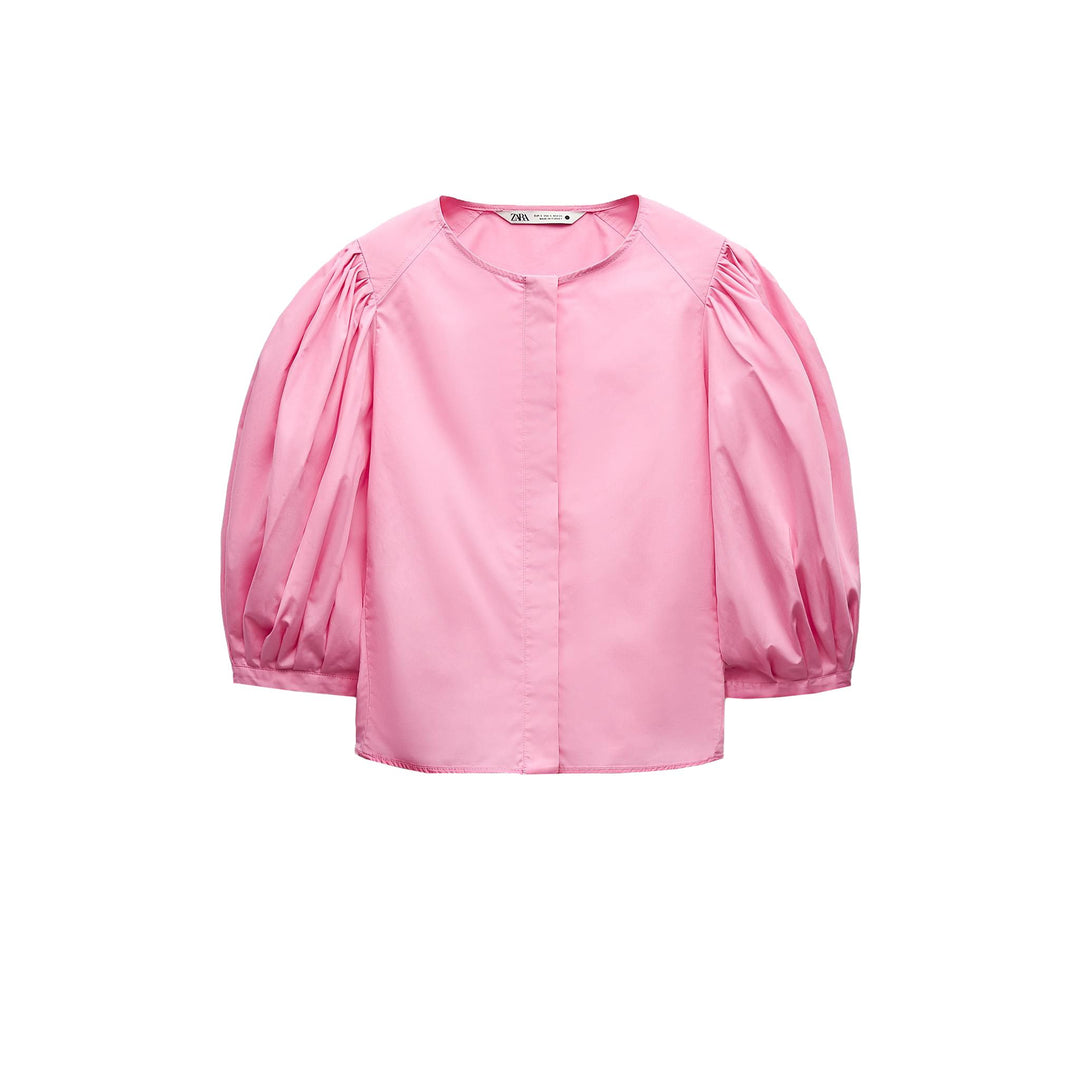 Moudda ZARA - Chemise manches 3/4 bouffantes patte boutonnée cachée - Tunisie 1