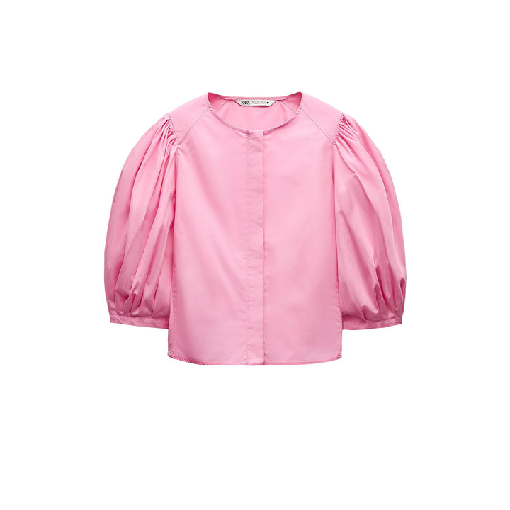 Moudda ZARA - Chemise manches 3/4 bouffantes patte boutonnée cachée - Tunisie 1