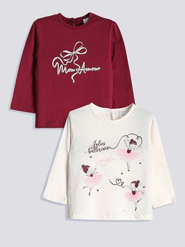 Moudda LC Waikiki - Pack body jersey manches longues Fille Bordeaux légers - Tunisie 1