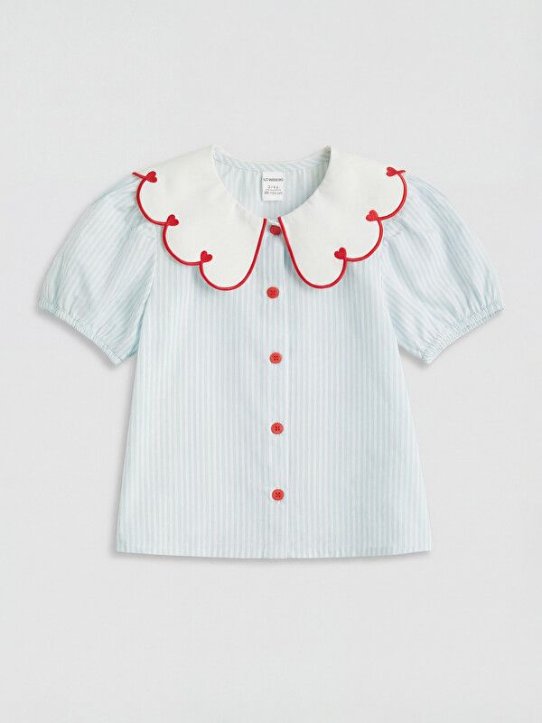 Moudda LC Waikiki - Chemise manches courtes en tissu pour Fille couleur Bleu rayé - Tunisie 1
