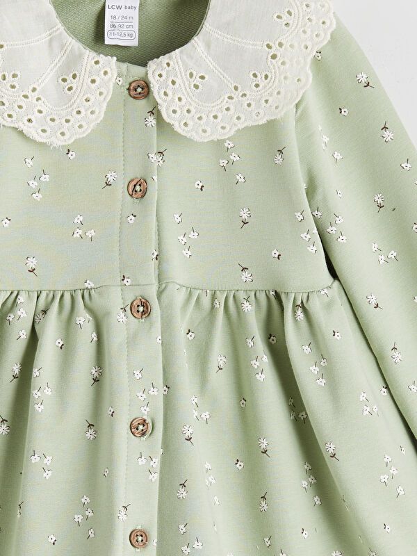 Moudda LC Waikiki - Robe tissée manches longues Fille Impression vert terne - Tunisie 3