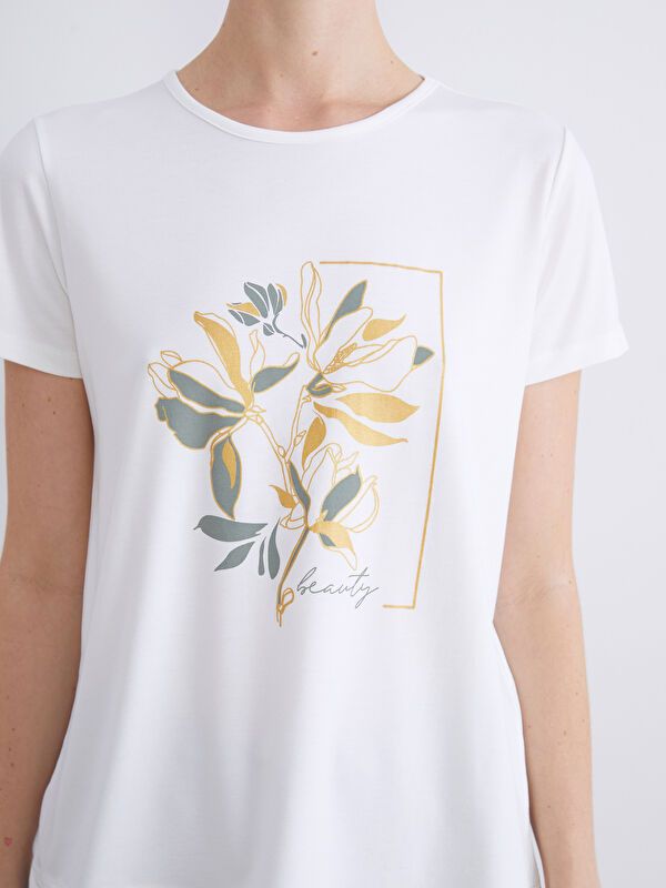 Moudda LC Waikiki - Body jersey manches courtes Femme Ecru - Tunisie 3