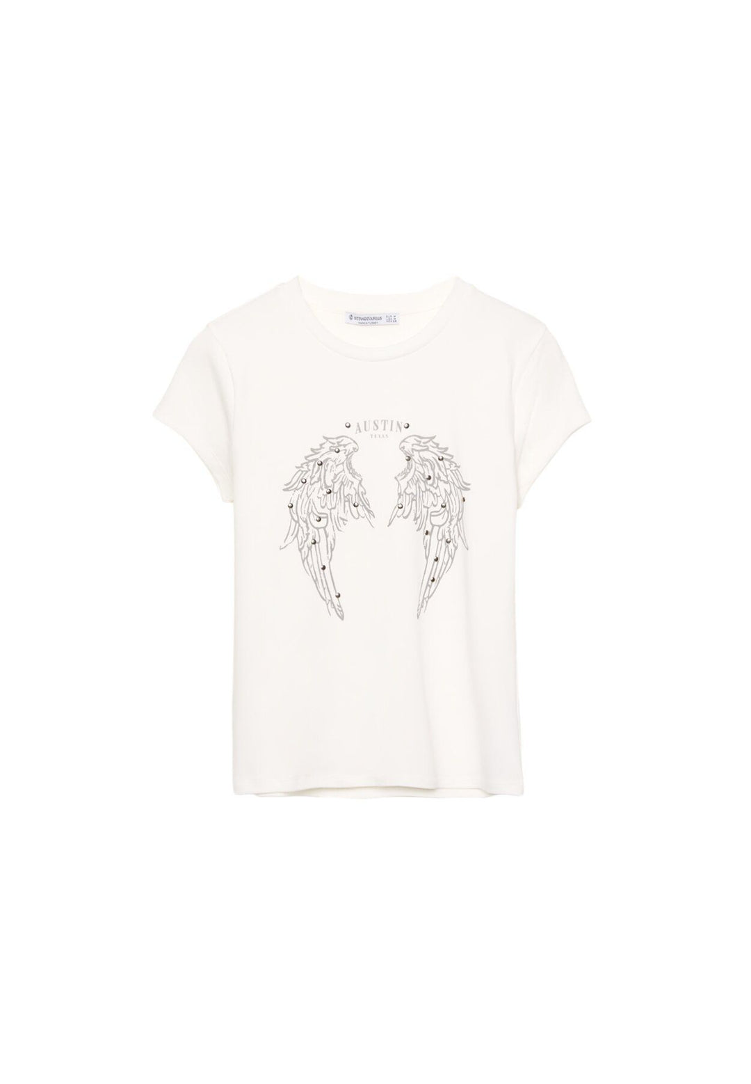 Moudda STRADIVARIUS - T-Shirt M/C Col Rond Imprimé avec Clous - Tunisie 1
