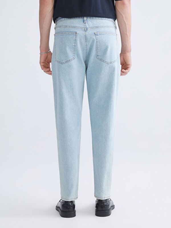 Moudda LC Waikiki - Pantalon jean tissé basique Homme Canne indigo clair - Tunisie 4