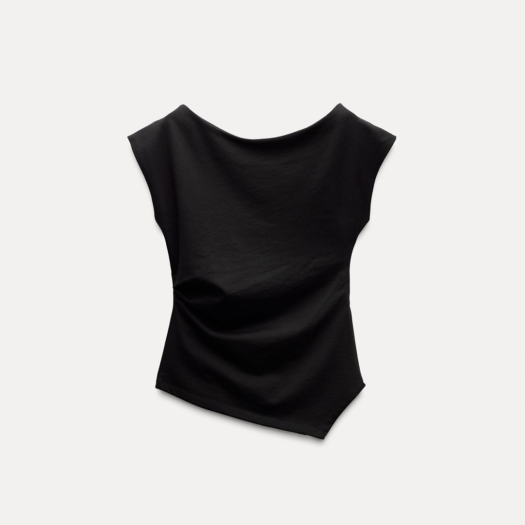 Moudda ZARA - Top Asymétrique en Coton à Fronces - Tunisie 1