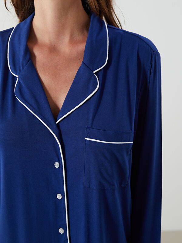 Moudda LC Waikiki - Pyjama en jersey manches longues Femme Bleu marine claire - Tunisie 3