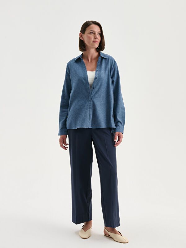 Moudda LC Waikiki - Chemise tissée manches longues Femme Bleu marine claire - Tunisie 2