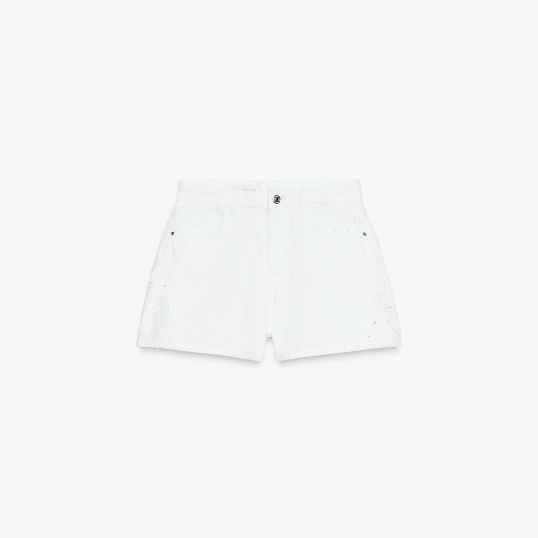 Moudda ZARA - Short Denim - Taille Moyenne & Broderie Suisse - Tunisie 1