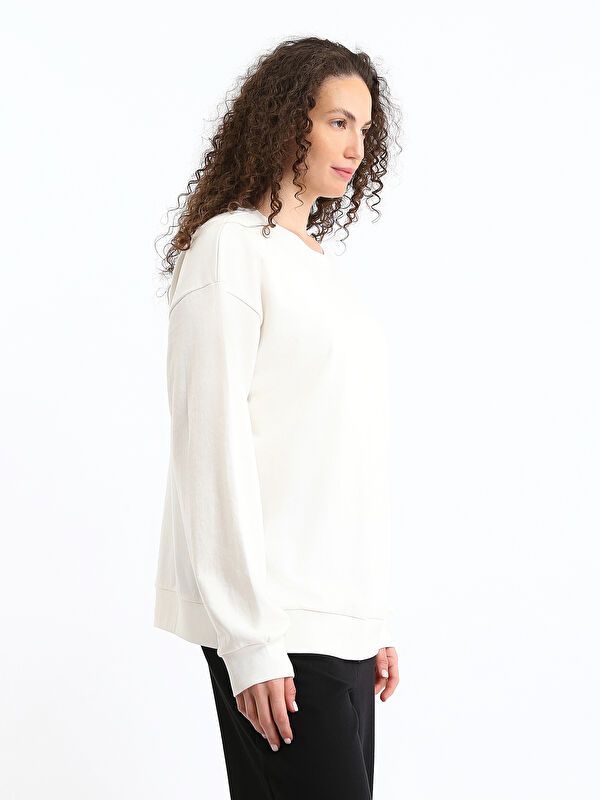 Moudda LC Waikiki - Sweatshirt en jersey Femme Ecru - Tunisie 4