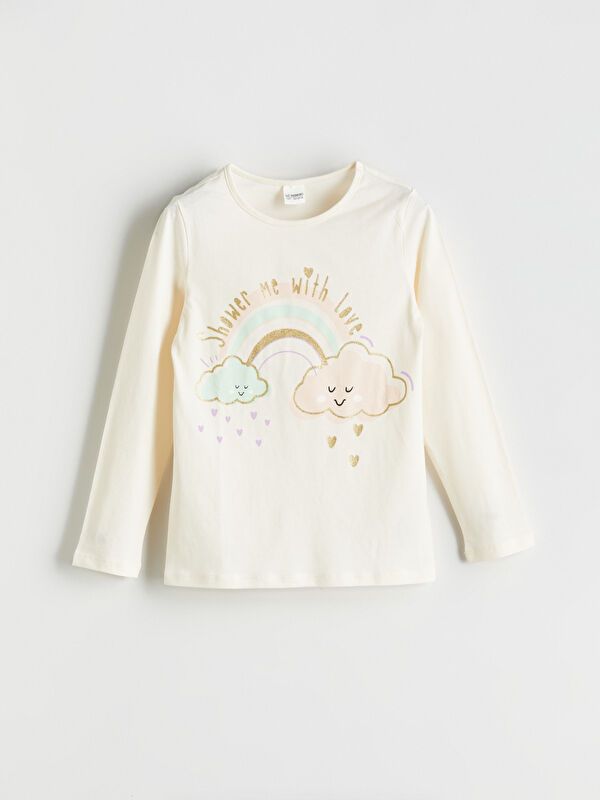 Moudda LC Waikiki - Pyjama en jersey manches longues moyen Fille Ecru - Tunisie 2