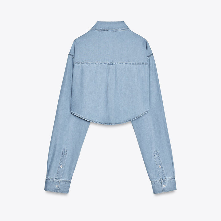 Moudda ZARA - Chemise Denim Cropped - Poches - Tunisie 2