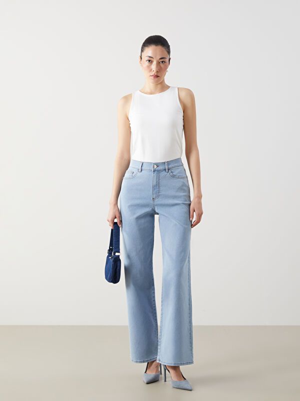 Moudda LC Waikiki - Pantalon tissé denim Femme Canne indigo clair - Tunisie 1