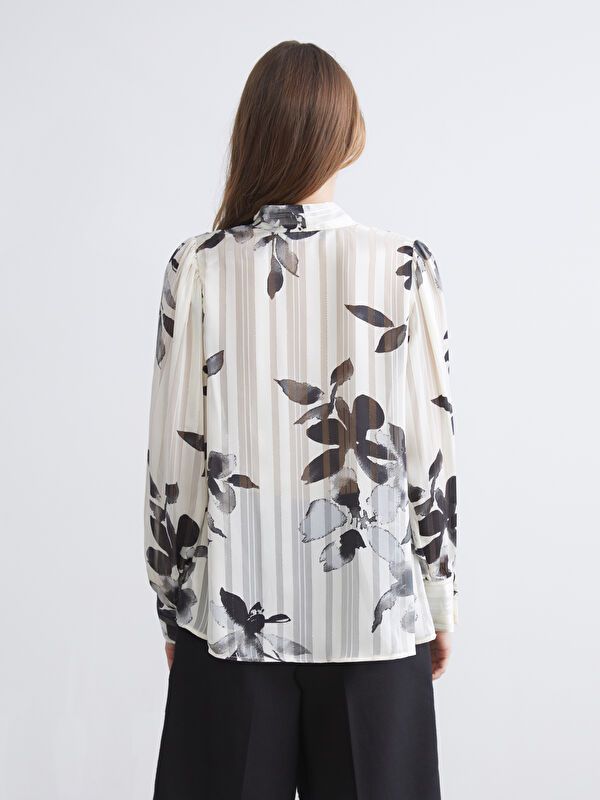 Moudda LC Waikiki - Blouse tissée imprimée manches longues Femme Imprimé écru - Tunisie 4