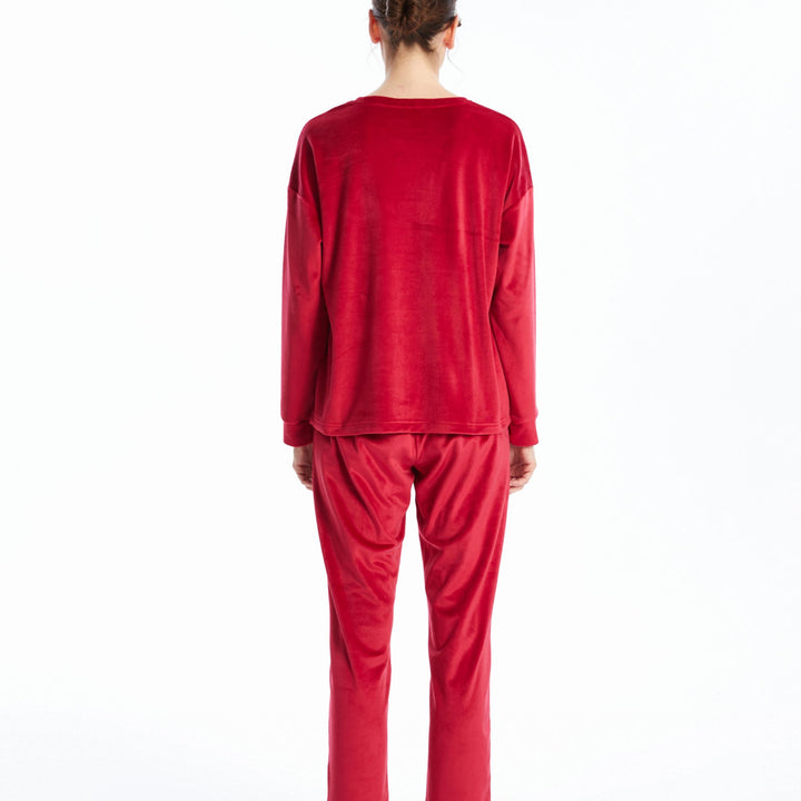 Moudda LC Waikiki - Pyjama en jersey manches longues épais Femme Rouge - Tunisie 4