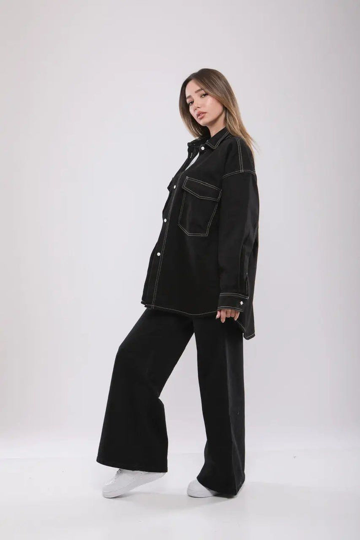 Moudda Billiorich - Chemise Oversize Noire à Surpiqûres - Tunisie 2