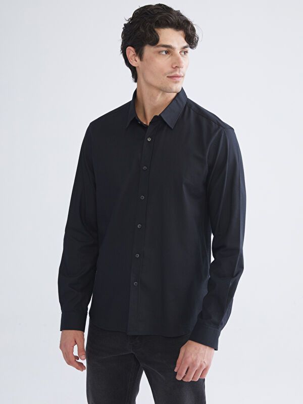 Moudda LC Waikiki - Chemise tissée manches longues Homme Noir - Tunisie 1