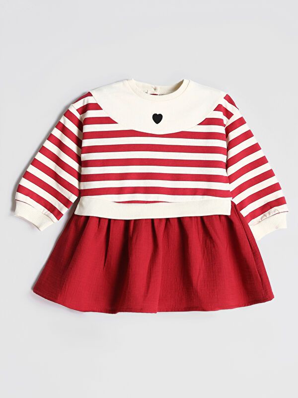 Moudda LC Waikiki - Robe en jersey manches longues Fille Rayures rouges - Tunisie 1