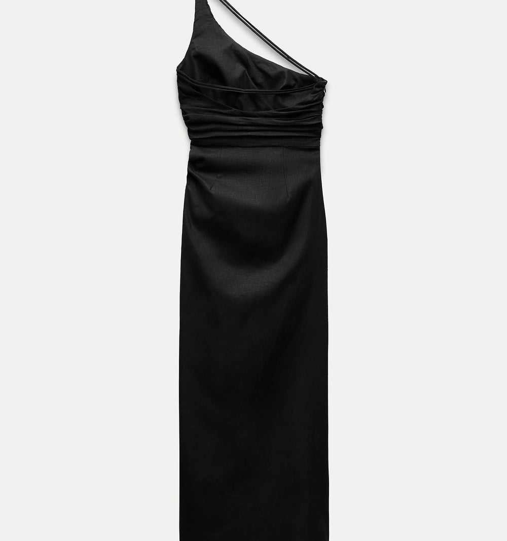Moudda ZARA - Robe mi-longue en lin asymétrique drapée - Tunisie 2