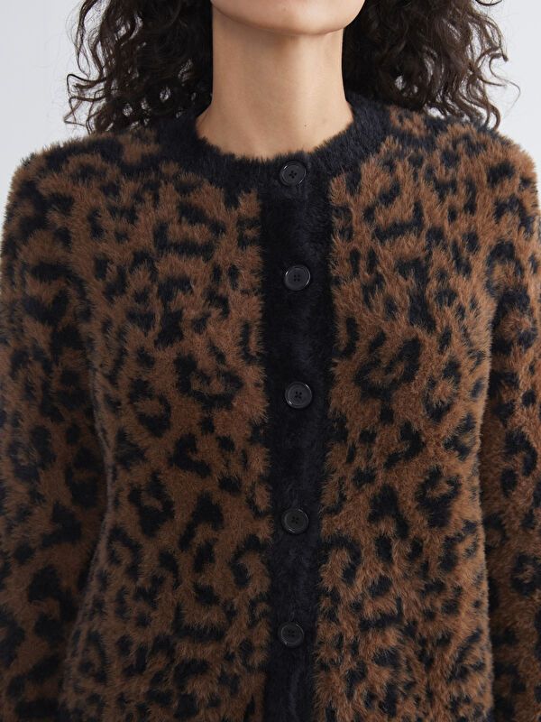 Moudda LC Waikiki - Cardigan en tricot Femme Jacquard marron - Tunisie 3