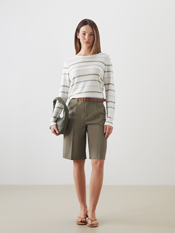 Moudda LC Waikiki - Pull tricot fin Femme Rayures vertes - Tunisie 2