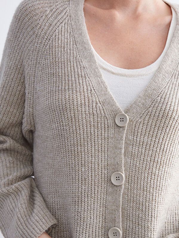 Moudda LC Waikiki - Cardigan tricot épais Femme Beige clair - Tunisie 3