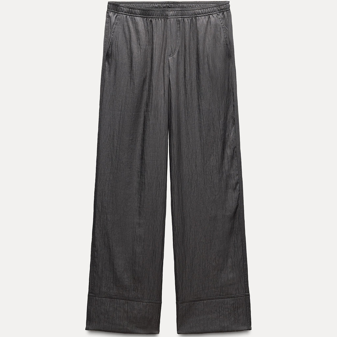 Moudda ZARA - Pantalon pyjama satiné structuré coupe basse coordonné - Tunisie 1