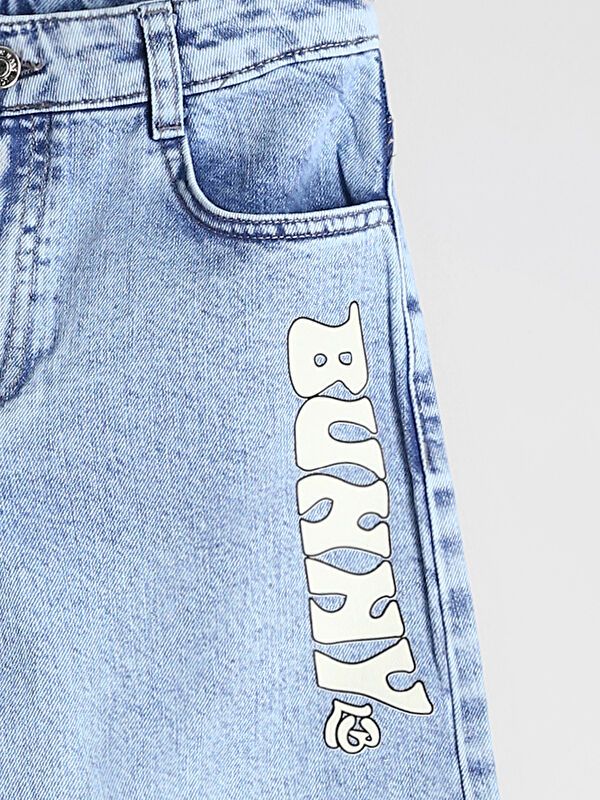 Moudda LC Waikiki - Pantalon tissé en denim Fille Acide bleu clair - Tunisie 4