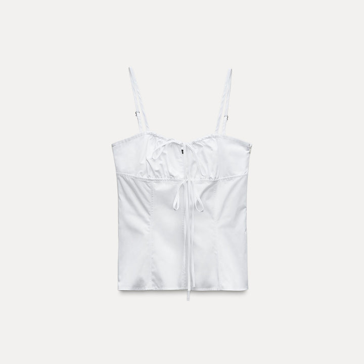 Moudda ZARA - Top gabardine fines bretelles encolure droite nœud - Tunisie 2