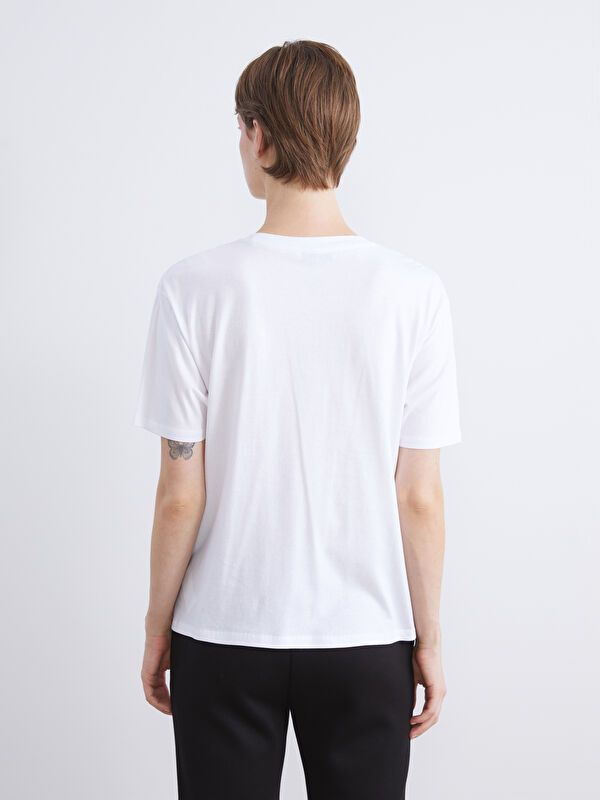 Moudda LC Waikiki - Body imprimé en jersey manches courtes Femme Buxe blanc - Tunisie 4