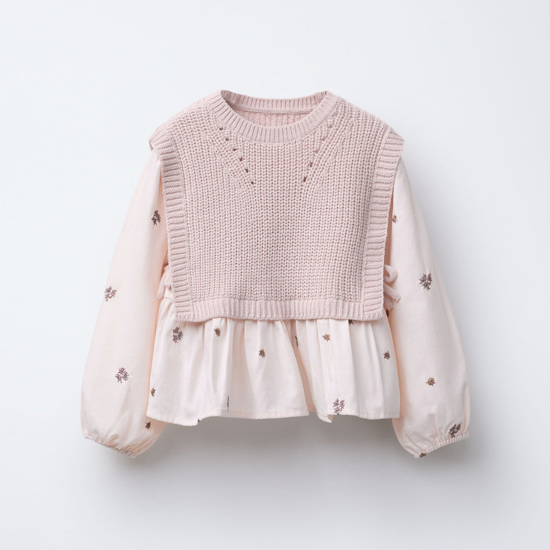 Moudda ZARA - Gilet Maille Enfant - Manches Fleurs Roses (6T) - Tunisie 1