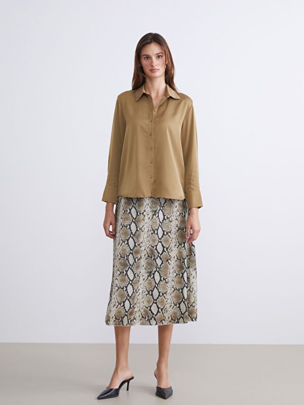 Moudda LC Waikiki - Chemise tissée manches longues Femme Kaki - Tunisie 2