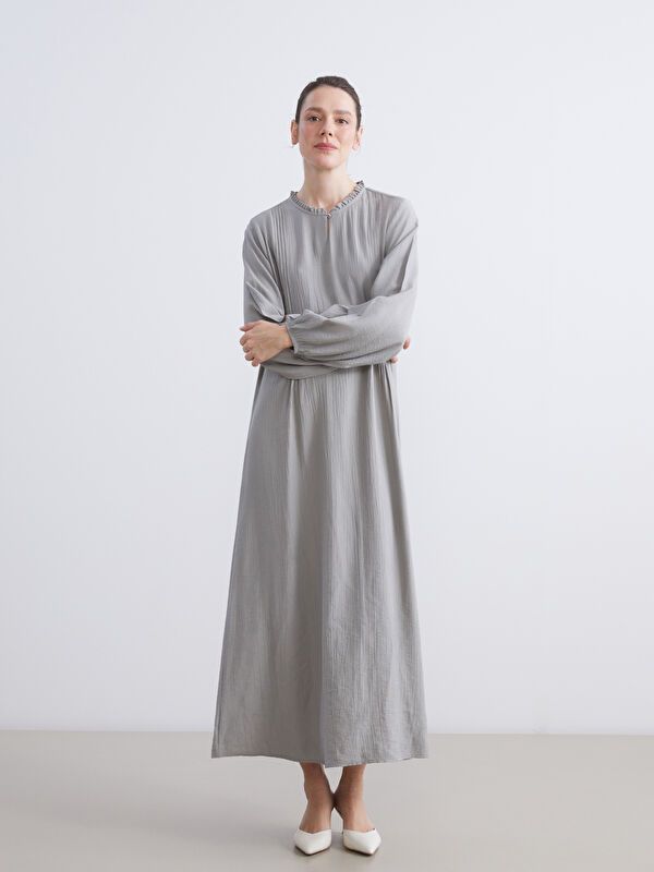 Moudda LC Waikiki - Robe tissée manches longues Femme Gris clair - Tunisie 1