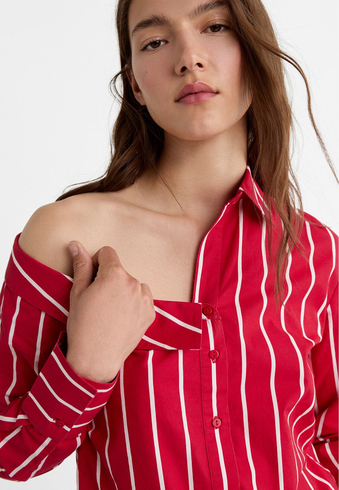 Moudda STRADIVARIUS - Chemise en Popeline à Col et Manches Asymétriques - Tunisie 4