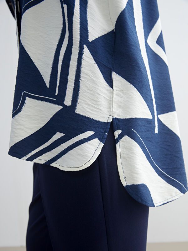 Moudda LC Waikiki - Tunique tissée imprimée manches longues Femme Imprimé marine - Tunisie 3