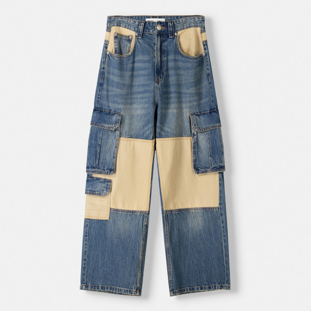 Moudda BERSHKA - Jean cargo ample color block - Tunisie 2