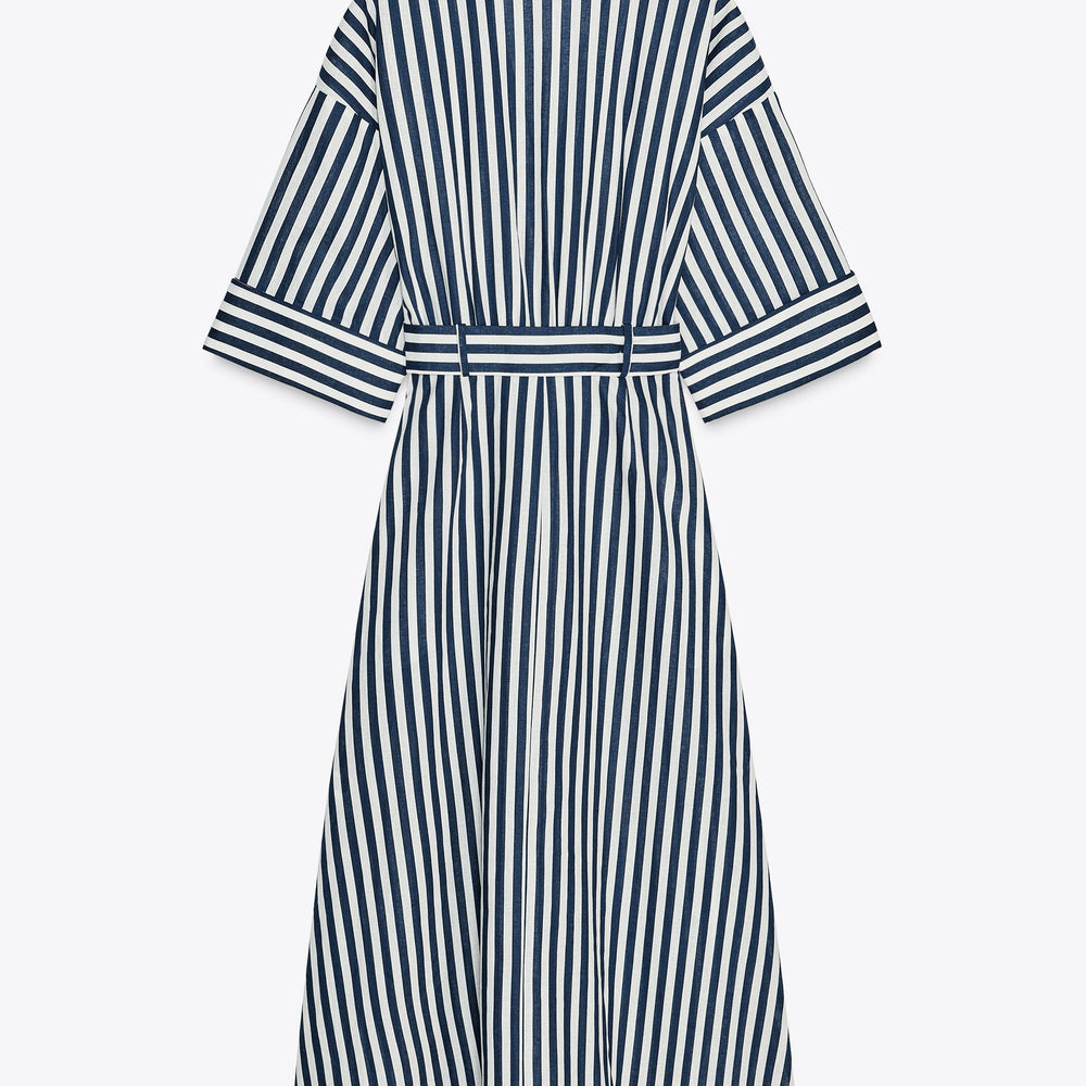 Moudda ZARA - Robe Midi Chemisier - Rayures Bleues & Boucle - Tunisie 2