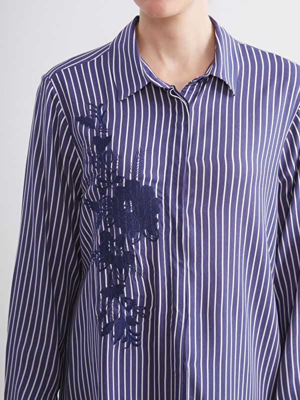 Moudda LC Waikiki - Tunique à manches longues Femme Rayures marine - Tunisie 3