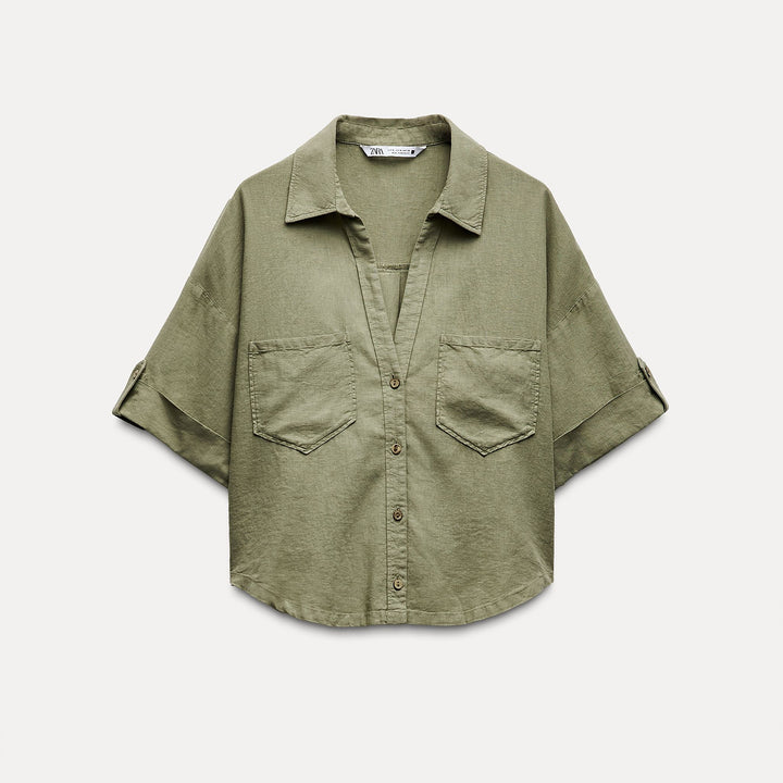 Moudda ZARA - Chemise Lin et Viscose Manches Courtes - Tunisie 2