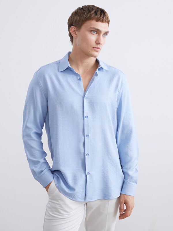 Moudda LC Waikiki - Chemise tissée manches longues Homme Bleu - Tunisie 1