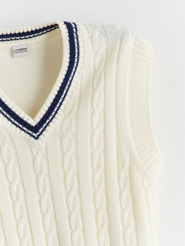 Moudda LC Waikiki - Pull tricot sans manches Fille Ecru - Tunisie 3