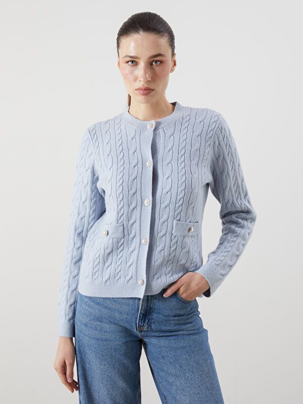 Moudda LC Waikiki - Cardigan tricot épais Femme Bleu - Tunisie 1