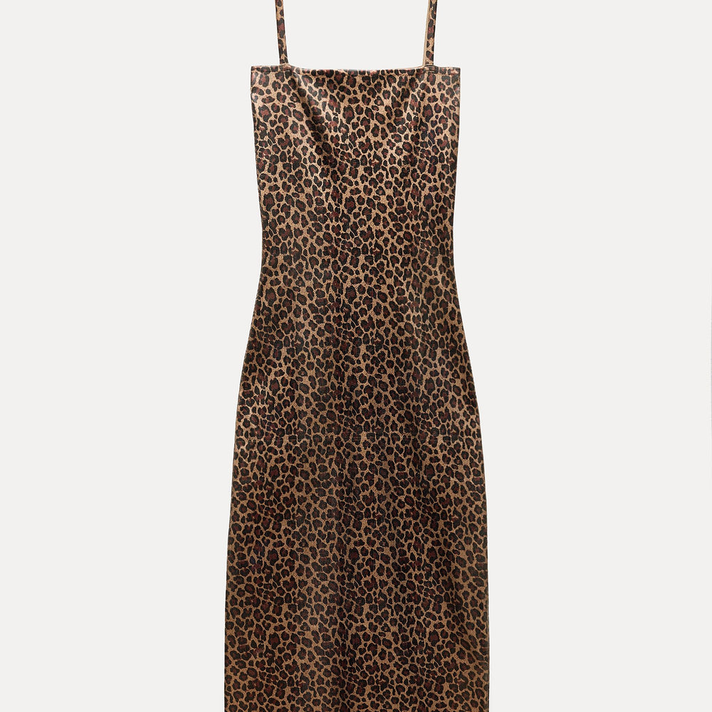 Moudda ZARA - Robe ajustée fines bretelles effet métallisé imprimé animalier - Tunisie 2