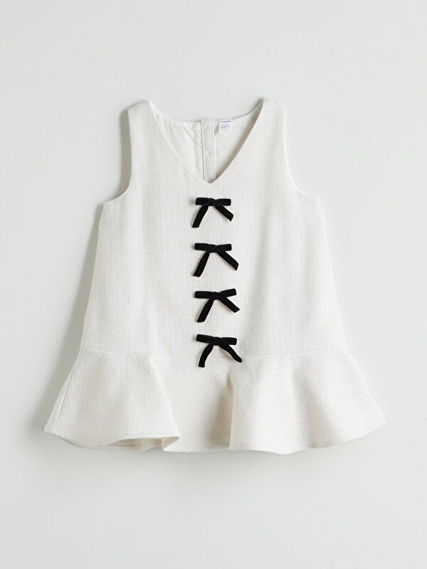 Moudda LC Waikiki - Robe tissée manches courtes Fille Ecru - Tunisie 1