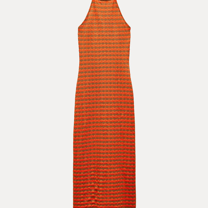 Moudda ZARA - Robe longue col brassière, jacquard rayé - Tunisie 1