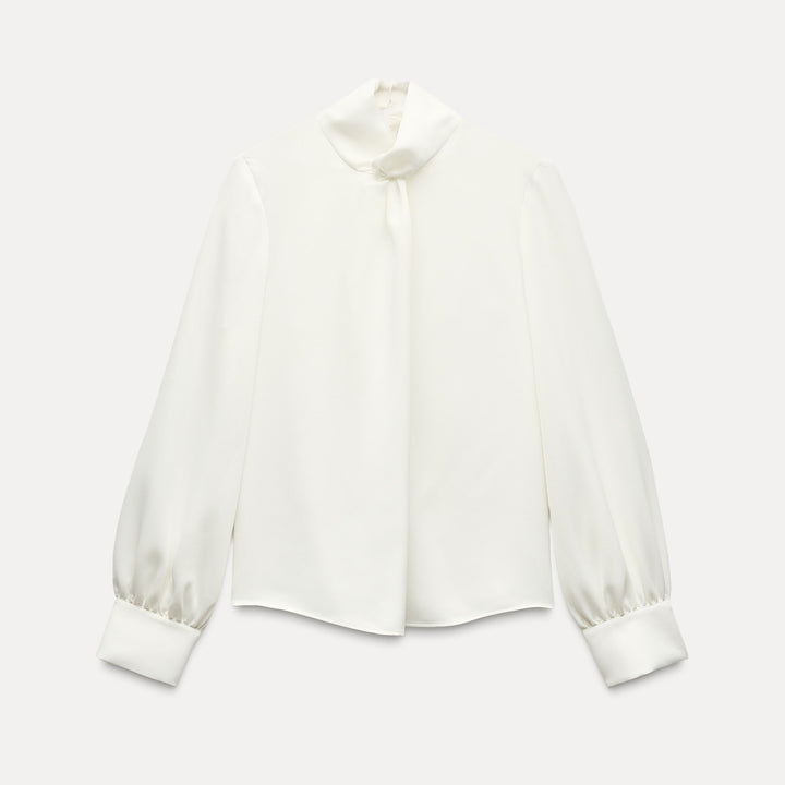 Moudda ZARA - Chemise satin détail nœud encolure manches longues - Tunisie 1